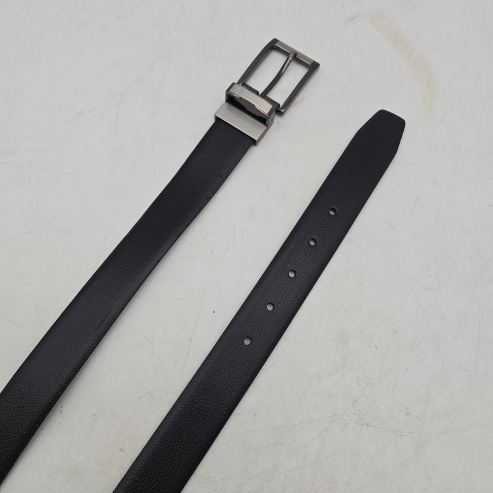 Structure Belt Black Brown Reversible Leather Mens 36 Gunmetal Buckle NWOT